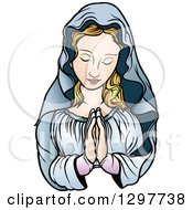 Clipart Of A Praying Virgin Mary Royalty Free Vector Illustration