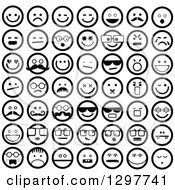 Poster, Art Print Of Round Black And White Smiley Faces