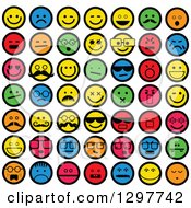 Clipart Of Colorful Round Emoticon Smiley Faces Royalty Free Vector Illustration