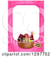 Poster, Art Print Of Pink Border With A Purim Basket