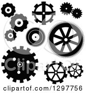 Poster, Art Print Of Black And White Gear Cog Icons