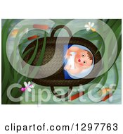 Clipart Of Baby Moses Floating In A Basket Royalty Free Illustration
