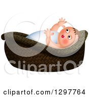 Poster, Art Print Of Baby Moses In A Basket Over White