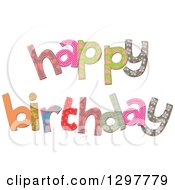 Poster, Art Print Of Patterned Stitched Happy Birthday Text