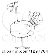 Clipart Of A Black And White Big Bird Royalty Free Vector Illustration
