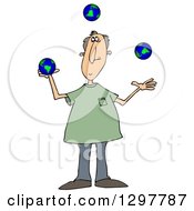 Poster, Art Print Of Caucasian Man Juggling Earth Globes