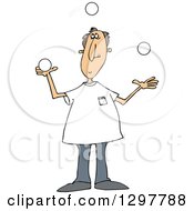 Caucasian Man Juggling White Balls