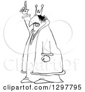 Clipart Of A Chubby Black And White Scraggly King Holding Up A Finger And Talking Royalty Free Vector Illustration