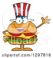 Clipart Of A Cartoon American Cheeseburger Character Waving Royalty Free Vector Illustration by Hit Toon