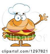 Cartoon Cheeseburger Chef Character Waving