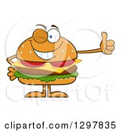 Poster, Art Print Of Cartoon Cheeseburger Character Giving A Thumb Up And Winking