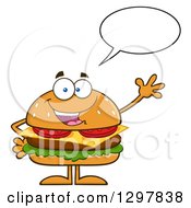 Poster, Art Print Of Cartoon Cheeseburger Character Talking And Waving