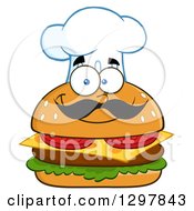 Cartoon Cheeseburger Chef Character Wearing A Toque Hat