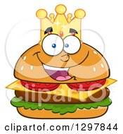 Poster, Art Print Of Cartoon Cheeseburger King Character Wearing A Crown