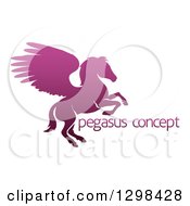 Poster, Art Print Of Silhouetted Gradient Purple Rearing Pegasus Winged Horse And Sample Text