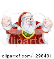 Poster, Art Print Of Super Hero Santa Claus Flexing His Biceps