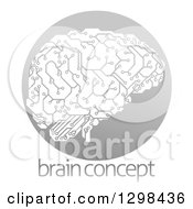 Poster, Art Print Of Circuit Board Artificial Intelligence Brain In A Gray Circle Over Sample Text