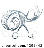 Clipart Of Gradient Scissors Cutting Hair Royalty Free Vector Illustration
