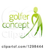 Clipart Of A Gradient Green Man Putting A Golf Club With Sample Text Royalty Free Vector Illustration