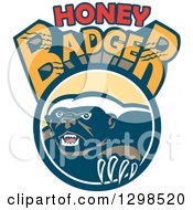 Poster, Art Print Of Retro Honey Badger In A Circle Under Slashed Text