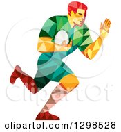 Poster, Art Print Of Low Poly Rugby Player Running