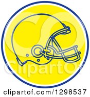 Football Helmet In A Blue White And Yellow Circle