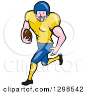 Poster, Art Print Of Cartoon White Male American Football Runningback Player