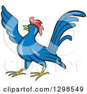 Poster, Art Print Of Cartoon Angry Pointing Blue Rooster