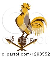 Poster, Art Print Of Retro Crowing Rooster On A Weather Vane