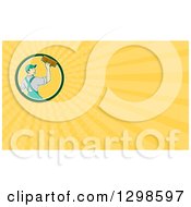 Clipart Of A Cartoon White Male Plasterer And Yellow Rays Background Or Business Card Design Royalty Free Illustration