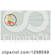 Clipart Of A Retro Cartoon Caucasian Construction Worker Holding A Jackhammer Drill And Rays Background Or Business Card Design Royalty Free Illustration by patrimonio