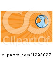 Clipart Of A Cartoon Blue Greyhound Dog And Orange Rays Background Or Business Card Design Royalty Free Illustration