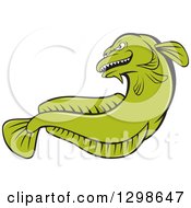 Poster, Art Print Of Cartoon Green Angry Burbot Fish