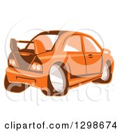 Poster, Art Print Of Retro Cartoon Orange Sports Car