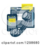 Clipart Of A Retro Styled Landline Telephone Smart Phone And Internet Browser With Customer Service Notices Royalty Free Vector Illustration