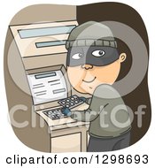 Poster, Art Print Of Criminal Installing A Credit Card Skimmer On An Atm Machine