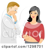 Clipart Of A Woman Speaking To Her Plastic Surgeon About Belly Fat Royalty Free Vector Illustration by BNP Design Studio