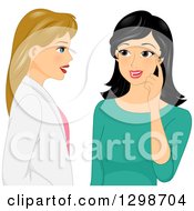 Poster, Art Print Of Dirty Blond White Female Plastic Surgeon Doctor Discussing Winkles With Her Patient