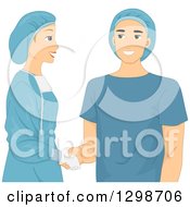 Clipart Of A Female Doctor Shaking Hands With A Male Patient Before Surgery Royalty Free Vector Illustration