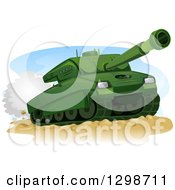 Poster, Art Print Of Green Military Tank In Action