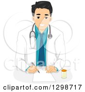 Poster, Art Print Of Handsome Young Male Doctor Writing A Prescription