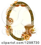 Poster, Art Print Of Oval Steampunk Frame With Gears Goggles And A Hat