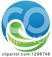Clipart Of A Blue Water Drop And Green Leaf Ecology Design 11 Royalty Free Vector Illustration