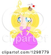 Poster, Art Print Of Blond White Cupcake Princess Wearing A Pink Dress