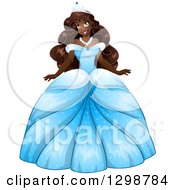 Clipart Of A Beautiful African Princess Wearing A Blue Ball Gown Royalty Free Vector Illustration by Liron Peer