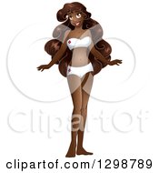 Clipart Of A Beautiful Young African Woman Wearing A White Bikini Or Underwear Royalty Free Vector Illustration by Liron Peer