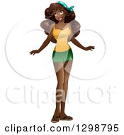 Clipart Of A Beautiful Young African Woman In A Tank Top And Shorts Royalty Free Vector Illustration by Liron Peer