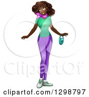Clipart Of A Beautiful Young African Woman Wearing A T Shirt And Skinny Pants Royalty Free Vector Illustration by Liron Peer