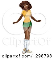 Clipart Of A Beautiful Young African Woman Wearing A T Shirt Shorts And Long Socks Royalty Free Vector Illustration by Liron Peer