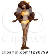Clipart Of A Beautiful Young African Woman Wearing A Yellow Bikini Royalty Free Vector Illustration